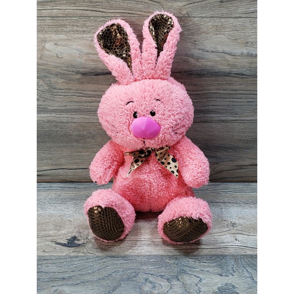 Homerbest Bunny Rabbit Plush Pink Polka Dot Bow 15"